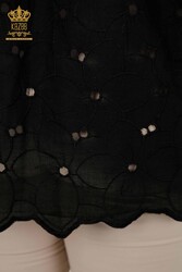 Chemises en tissu de coton lycra avec dentelle Fabricant de vêtements pour femmes détaillés - 20319 | Vrai textile - Thumbnail