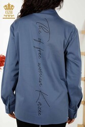 Chemise en tissu de coton lycra à motifs de fleurs brodés de pierres de cristal Vêtements pour femmes - 20297 | Vrai textile - Thumbnail