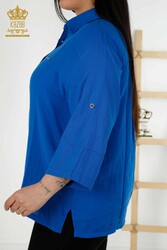 Fabricant de vêtements pour femmes détaillés avec bouton de manchette de chemise avec tissu en coton lycra - 20403 | Vrai textile - Thumbnail