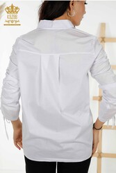 Détail de froncement de manches de chemise produit avec du tissu de coton lycra Fabricant de vêtements pour femmes - 20322 | Vrai textile - Thumbnail