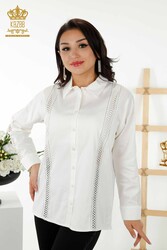 Vêtements pour femmes détaillés avec manches de chemise fabriqués avec du tissu en coton lycra - 20247 | Vrai textile - Thumbnail