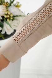 Vêtements pour femmes détaillés avec manches de chemise fabriqués avec du tissu en coton lycra - 20247 | Vrai textile - Thumbnail