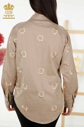 Fabriqué avec du tissu en coton lycra Chemise - Motif floral - Fabricant de vêtements pour femmes - 20394 | Vrai textile - Thumbnail