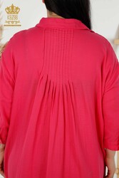 Abito in tessuto Lycra di cotone Bottoni dettagliati Abbigliamento donna - 20405 | Tessuto reale - Thumbnail