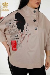 Produttore di abbigliamento da donna a mezza camicia con tessuto in cotone Lycra - 20307 | Tessuto reale - Thumbnail