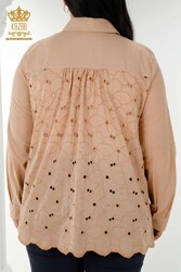 Camicie in tessuto Lycra di cotone con dettagli in pizzo Produttore di abbigliamento femminile - 20319 | Tessuto reale - Thumbnail