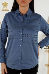 Produttore di abbigliamento da donna ricamato con fiocco per camicia con tessuto in lycra di cotone - 20230 | Tessuto reale - Thumbnail