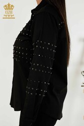 Produttore di abbigliamento da donna ricamato con fiocco per camicia con tessuto in lycra di cotone - 20230 | Tessuto reale - Thumbnail