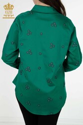 Camicie in tessuto Lycra di cotone con ricamo floreale Produttore di abbigliamento femminile - 20350 | Tessuto reale - Thumbnail