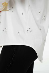 Camicie in tessuto Lycra di cotone con ricamo floreale Produttore di abbigliamento femminile - 20350 | Tessuto reale - Thumbnail