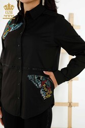 Camicia Fabbricante di abbigliamento femminile con motivo a farfalla con tessuto in cotone Lycra - 20235 | Tessuto reale - Thumbnail
