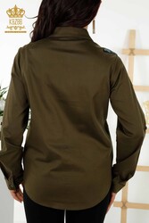 Camicia Fabbricante di abbigliamento femminile con motivo a farfalla con tessuto in cotone Lycra - 20235 | Tessuto reale - Thumbnail