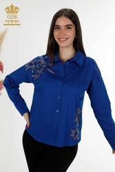 Prodotto con Tessuto Cotone Lycra Camicia - Pietra Ricamato - Produttore Abbigliamento Donna - 20252 | Tessuto reale - Thumbnail