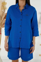 Camicie Pantaloncini Completi Prodotti con tasche in tessuto di cotone Lycra Produttore di abbigliamento femminile - 20401 | Tessuto reale - Thumbnail