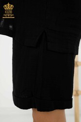 Camicie Pantaloncini Completi Prodotti con tasche in tessuto di cotone Lycra Produttore di abbigliamento femminile - 20401 | Tessuto reale - Thumbnail