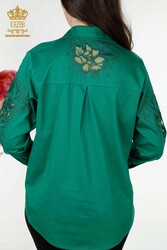 Shirts Made of Cotton Lycra Fabric with Flower Embroidery Women's Clothing Manufacturer - 20253 | Real Textile - Thumbnail