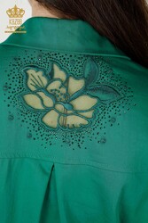 Shirts Made of Cotton Lycra Fabric with Flower Embroidery Women's Clothing Manufacturer - 20253 | Real Textile - Thumbnail