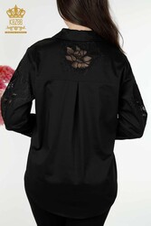 Shirts Made of Cotton Lycra Fabric with Flower Embroidery Women's Clothing Manufacturer - 20253 | Real Textile - Thumbnail