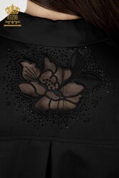 Shirts Made of Cotton Lycra Fabric with Flower Embroidery Women's Clothing Manufacturer - 20253 | Real Textile - Thumbnail