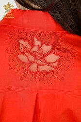 Shirts Made of Cotton Lycra Fabric with Flower Embroidery Women's Clothing Manufacturer - 20253 | Real Textile - Thumbnail