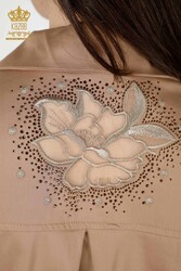 Shirts Made of Cotton Lycra Fabric with Flower Embroidery Women's Clothing Manufacturer - 20253 | Real Textile - Thumbnail