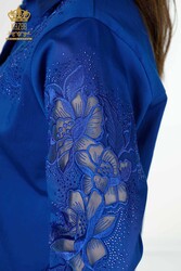 Shirts Made of Cotton Lycra Fabric with Flower Embroidery Women's Clothing Manufacturer - 20253 | Real Textile - Thumbnail