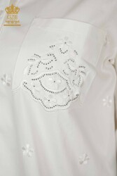 Shirts Made of Cotton Lycra Fabric with Flower Embroidery Women's Clothing Manufacturer - 20412 | Real Textile - Thumbnail