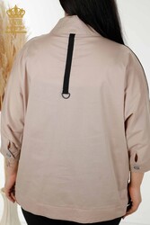 Shirt Half Buttoned Women's Clothing Manufacturer with Cotton Lycra Fabric - 20307 | Real Textile - Thumbnail