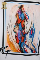 Shirt Patterned Women's Clothing Produced with Cotton Lycra Fabric - 20224 | Real Textile - Thumbnail
