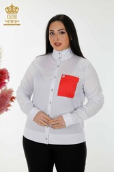 Shirt Pocket Detailed Women's Clothing Produced with Cotton Lycra Fabric - 20309 | Real Textile - Thumbnail