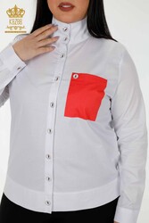 Shirt Pocket Detailed Women's Clothing Produced with Cotton Lycra Fabric - 20309 | Real Textile - Thumbnail