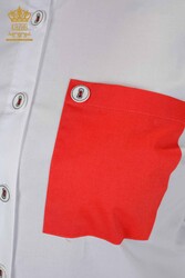 Shirt Pocket Detailed Women's Clothing Produced with Cotton Lycra Fabric - 20309 | Real Textile - Thumbnail