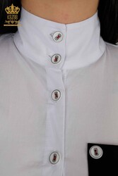 Shirt Pocket Detailed Women's Clothing Produced with Cotton Lycra Fabric - 20309 | Real Textile - Thumbnail