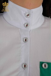 Shirt Pocket Detailed Women's Clothing Produced with Cotton Lycra Fabric - 20309 | Real Textile - Thumbnail