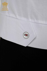 Shirt Pocket Detailed Women's Clothing Produced with Cotton Lycra Fabric - 20309 | Real Textile - Thumbnail