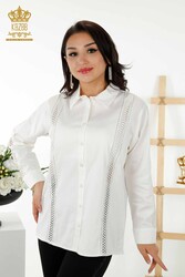 Shirt Sleeve Detailed Women's Clothing Produced with Cotton Lycra Fabric - 20247 | Real Textile - Thumbnail