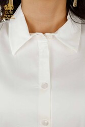 Shirt Sleeve Detailed Women's Clothing Produced with Cotton Lycra Fabric - 20247 | Real Textile - Thumbnail