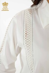 Shirt Sleeve Detailed Women's Clothing Produced with Cotton Lycra Fabric - 20247 | Real Textile - Thumbnail