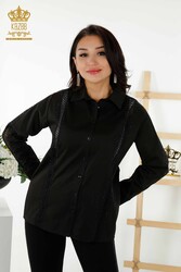 Shirt Sleeve Detailed Women's Clothing Produced with Cotton Lycra Fabric - 20247 | Real Textile - Thumbnail