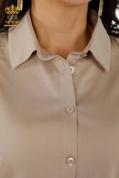 Shirt Sleeve Detailed Women's Clothing Produced with Cotton Lycra Fabric - 20247 | Real Textile - Thumbnail