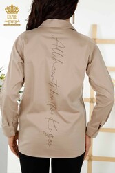 Shirt Sleeve Detailed Women's Clothing Produced with Cotton Lycra Fabric - 20247 | Real Textile - Thumbnail