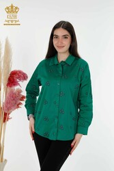 Shirts Made of Cotton Lycra Fabric with Flower Embroidery Women's Clothing Manufacturer - 20350 | Real Textile - Thumbnail