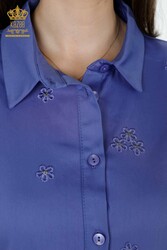 Shirts Made of Cotton Lycra Fabric with Flower Embroidery Women's Clothing Manufacturer - 20350 | Real Textile - Thumbnail