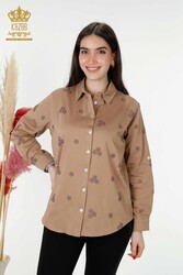 Shirts Made of Cotton Lycra Fabric with Flower Embroidery Women's Clothing Manufacturer - 20350 | Real Textile - Thumbnail