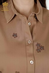 Shirts Made of Cotton Lycra Fabric with Flower Embroidery Women's Clothing Manufacturer - 20350 | Real Textile - Thumbnail