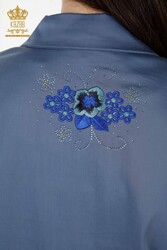 Produced with Cotton Lycra Fabric Shirt - Flower Detailed - Women's Clothing Manufacturer - 20248 | Real Textile - Thumbnail