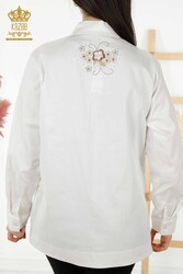 Produced with Cotton Lycra Fabric Shirt - Flower Detailed - Women's Clothing Manufacturer - 20248 | Real Textile - Thumbnail