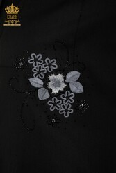 Produced with Cotton Lycra Fabric Shirt - Flower Detailed - Women's Clothing Manufacturer - 20248 | Real Textile - Thumbnail