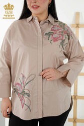 Shirts Produced with Cotton Lycra Fabric Floral Patterned Women's Clothing Manufacturer - 17053 | Real Textile - Thumbnail