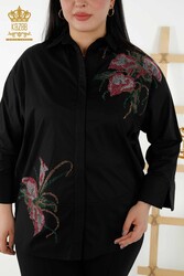 Shirts Produced with Cotton Lycra Fabric Floral Patterned Women's Clothing Manufacturer - 17053 | Real Textile - Thumbnail